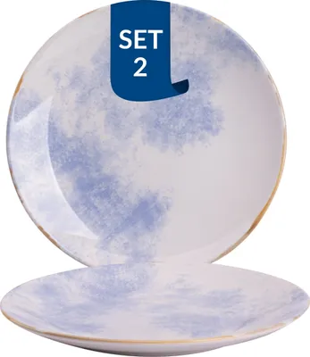 Produktbild von James Cooke Clouded Charm, Teller flach, Ø 21 cm, 2 Stück, blau/weiß Steinzeug