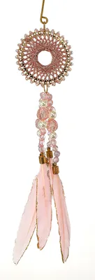 Productafbeelding van Hangdecoratie met kralen en veertjes, roze, variant 8