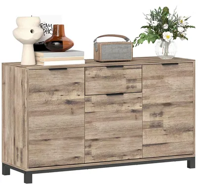 Produktbild von Industrial Sideboard - Anrichte mit Schublade und 3 Türen - Massivholz - 100 cm breit - Stauraummöbel - Armeegrün