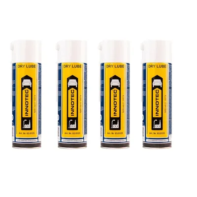 Produktbild von 4 Stück INNOTEC Dry Lube Trockenschmiermittel 500 ml – PTFE-Spray, silikon- und fettfrei, transparenter Schmierfilm, antistatisch, wasserbeständig