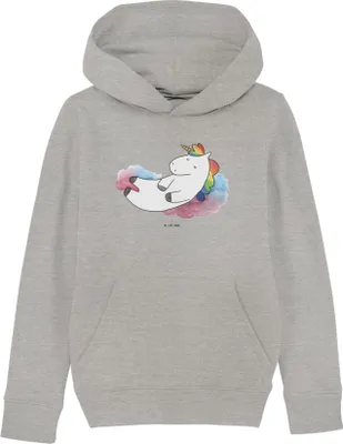 Produktbild von Mr. & Mrs. Panda Kinderpullover Einhorn Wolke 7 5-6 Jahre (110/116) - Heather Grey - Geschenk, Menschen, Kapuzenpulli, Sweatshirt, Unicorn, Einhörner, Hoodie, Lustig