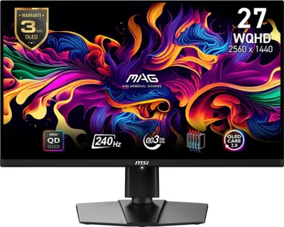 Produktbild von MSI MAG 271QPX QD-OLED E2 Gaming-Monitor 67.3 cm (26.5 Zoll), schwarz, WQHD, Adaptive-Sync, USB-C, 240Hz Panel (9S6-3CD89T-011)