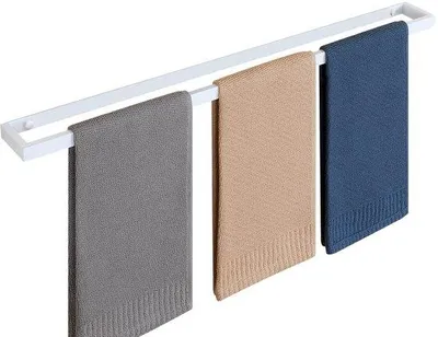 Obrázek produktu pro Nástěnný držák na ručníky 70 cm z nerezové oceli, bílý, do koupelny a kuchyně