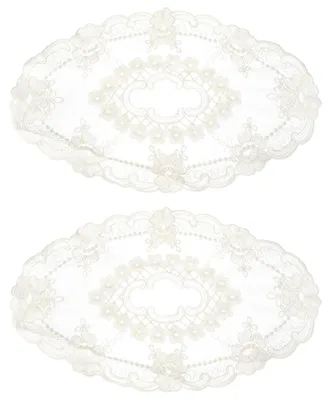 2 Spitzendeckchen aus Polyester, 20x32 cm, weiß, handgefertigt