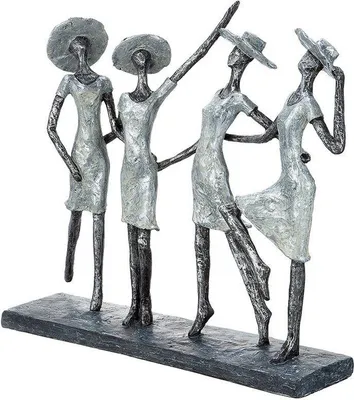 Image de Gilde Skulptur, "4 Ladys", Fraumotiv, Gruppe, Kunstharz, anthrazitfarben, silberfarben, VE 1, L. 9 cm, B. 37 cm, H. 34 cm 79894 4001250798941