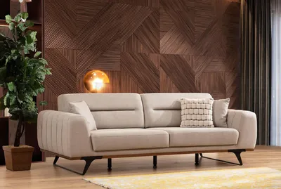 Produktbild von Stoffsofa Dreisitzer Beige Sofa 3 Sitzer Polstersofa Couch Design