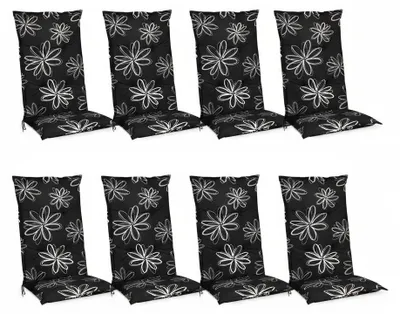 Produktbild von Beautissu 8er Set Hochlehner für Gartenstuhl Flores, 120x50x6cm, Schwarz