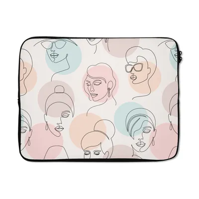 Produktbild von MuchoWow® Laptop Hülle 15 Zoll Frauen - Pastell - Strichzeichnungen - Muster Laptoptasche - Laptoptasche - Sleeve - Rundum-Schutz