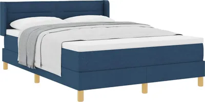 Image de Lit à ressorts avec matelas Bleu 200 x 140 cm tissu