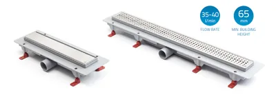 Produktbild von Duschrinne Bodenablauf Edelstahl Ablaufrinne Badablauf flach 65cm , Modell: Basic