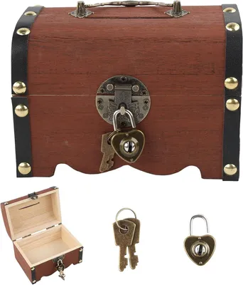 Produktbild von Holz Schatzkiste Vintage, 14,5 x 10 x 9,5 cm, Aufbewahrungsbox für Kinder