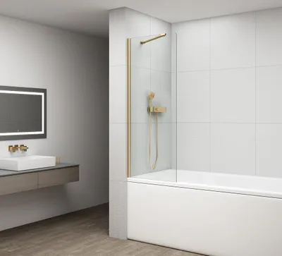 Produktbild von Polysan FISA Wannenabtrennung 600x1500mm, Gold matt, Klarglas