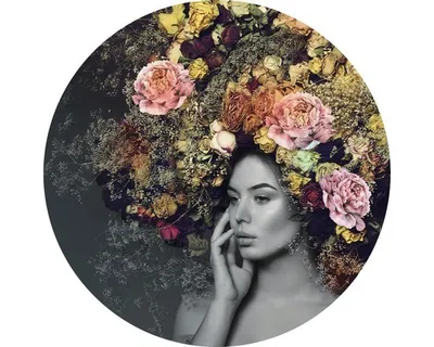 Produktbild von Glasbild Woman & Flowers Ø 20 cm