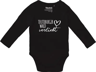 Produktbild von Huuraa Baby Body Teutoburger Wald verliebt 74 Black  Baumwolle Fairtrade Langarmbody Geschenkidee