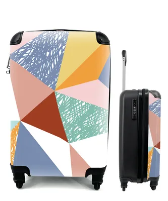 Produktbild von MuchoWow® Koffer Handgepäck Trolley Rollkoffer Kleine Reisekoffer mit 4 Rollen - Design - Kinder - Dreiecke - Cabin Size < 55x40x23 cm & 55x40x20 cm - Kinderkoffer - Kabinenkoffer - Boardgepäck - Reise-Box - Reisekoffer - Reisegepäck - Koffer mit Bild - Trolley für Kinder