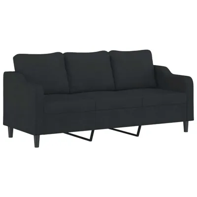 Immagine prodotto di Divano a 3 Posti con Cuscini Nero 180 cm in Tessuto