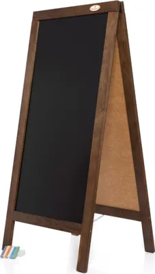 Produktbild von Werbetafel mit Holztafel dunkelbraun 59 x 125cm Kundenstopper Dekorativ