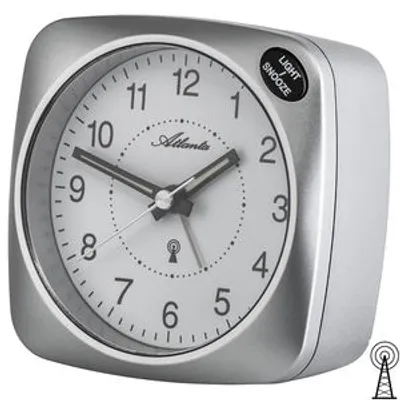 Produktbild von Atlanta 1794/19 Wecker Funk analog Funkwecker silbern mit Licht Snooze