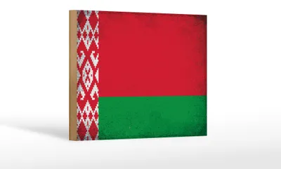 Produktbild von Holzschild Flagge Weißrussland 18x12cm Belarus Vintage