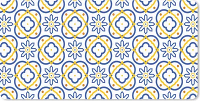 Produktbild von MuchoWow® Mauspad Mousepad Blume - Blau - Gelb - Kacheln - Muster 60x30 cm - Mousepads - Maus Mat - Pad - Mausunterlage - Nachhaltig