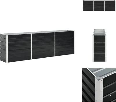 Obrázok produktu pre vidaXL Pozinkovaný oceľový vyvýšený záhradný záhon 240 x 40 x 77 cm antracit - Kvetináče a sadenice