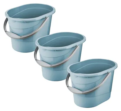 Reinigungseimer oval 13 l, 3 Stück, Blau (Nordic Blue)