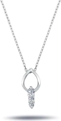 Produktbild von Diamant Halskette mit 0,19 Carat Tria-Anhänger in 14 Karat Weißgold