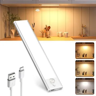 Produktbild von Schrankbeleuchtung LED mit Bewegungsmelder 1 Stück Schranklicht Schrankleuchte Led Leiste Batterie USB Wiederaufladbar Unterbauleuchte Küche für