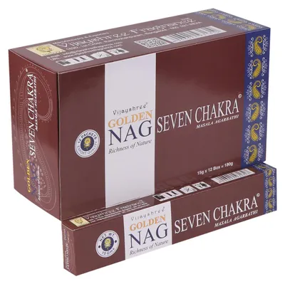 Immagine prodotto di ZENHOME Bastoncini profumati Golden Nag 7 Chakra 100% naturali 15pz/confezione