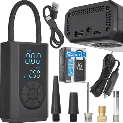 Obrázok produktu pre Mini prenosný kompresor s akumulátorom 4000mAh, 84W, s príslušenstvom Geko