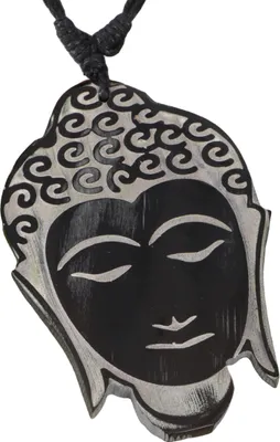 Produktbild von Ethno Hornschmuck Kette, Peace Surferkette - Buddha, Braun, Yak-Knochen, 5*3 cm, Ketten & Modeschmuck für den Hals