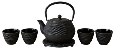 Produktbild von Gusseisen Teekanne mit Sieb, Tassen und Untersetzer SONO, 1,2 l