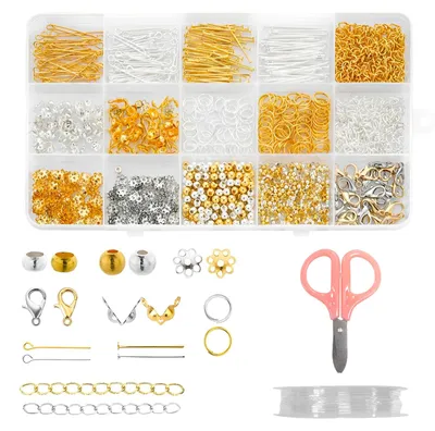 Schmuckherstellungsset, 1100 Teile, Gold, Metall, DIY