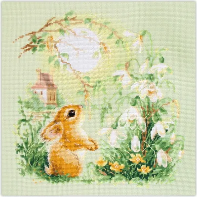Image de Magic Needle Zweigart Edition Kit de broderie au point de croix "Histoires de prairies. Lapin", modèle à compter, 26x26cm