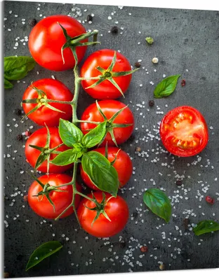 Produktbild von Herdabdeckplatte 40x52 Glaskeramikkochfeld Abdeckung Spritzschutz Glasplatte Deko Schneidebrett, Schiefer Tomaten