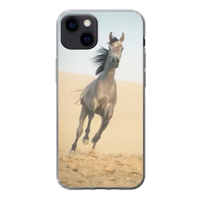 Produktbild von MuchoWow® Handyhülle Schutzhülle Hülle für iPhone 13 Pferd - Sand - Wüste Silikon Softcase Handy Hülle - Karteninhaber