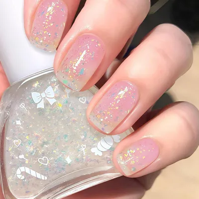 Produktbild von Glitzer Nagellack Transparent Confetti 12 ml Schnelltrocknend Langanhaltend Ölbasis