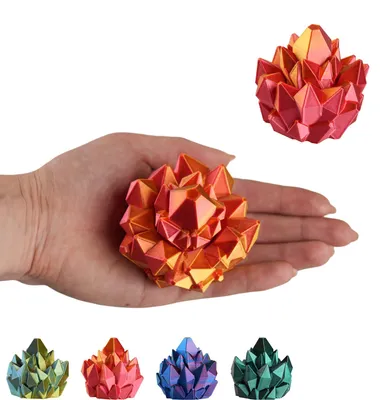 Image de Crystal Spinner Jouet Fidget Imprimé en 3D, Spinner Silencieux 7 cm – Rouge-doré