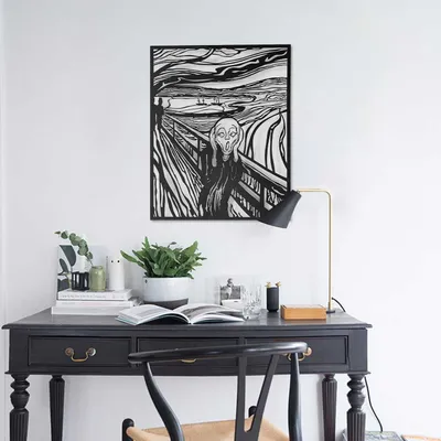 Produktbild von Wallity, The Scream- APT728 M, Dekoratives Wandaccessoire aus Metall, 100 % STAHL, Schwarz, 44 x 56 cm