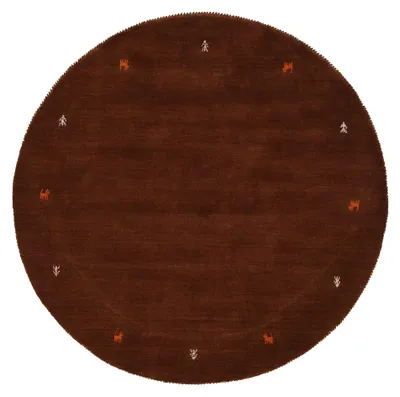 Image de carpetfine Tapis de laine Gabbeh Uni ronde Marron Ø 300 cm | Tapis moderne pour le salon et la chambre à coucher