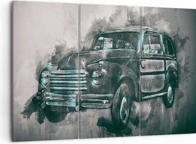 Produktbild von Bild auf Leinwand - Leinwandbild - Auto Retro - 105x70cm - Wand Bild - Wanddeko - Wandbilder - Leinwanddruck - Bilder - Kunstdruck - Wanddekoration - Leinwand bilder - Wandkunst - CE105x70-3834