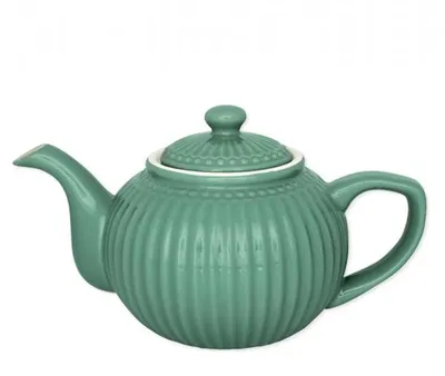 Immagine prodotto di Greengate Teiera ALICE Verde Teiera da 1 litro Stoviglie per tutti i giorni Teapot DUSTY GREEN