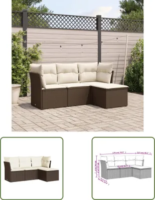Produktbild von The Living Store 4-tlg. Garten-Sofagarnitur mit Kissen Braun Poly Rattan