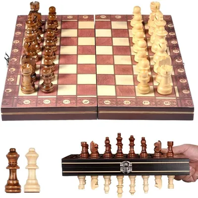 Immagine prodotto di Solidchoice - Scacchiera in legno 3-in-1, set magnetico