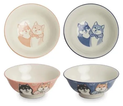 Produktbild von Emro Aziatica | Set 2 Japanische Schalen Für Ramen - Pink Und Blau - 15 X 7 Cm - Keramik - Mikrowellenfest