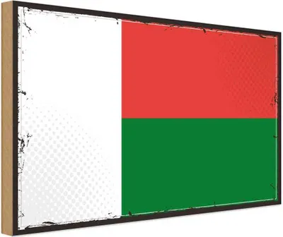 Produktbild von vianmo Holzschild 30x40 cm Madagaskars Retro Madagascar Flagge Fahne Wappen