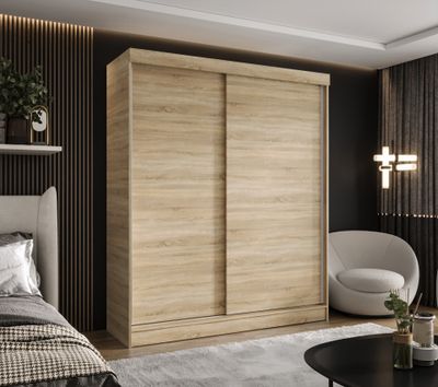 Caspian24 Kleiderschrank Eiche Schrank Garderobenschrank Sonoma - 110x205cm