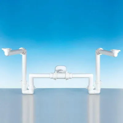 Zdjęcie produktu dla Syfon umywalkowy podwójny SPAZIO BAGNO, biały