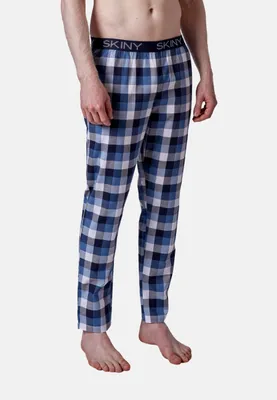 Produktbild von SKINY Herren lange Schlafhose Loungehose Pyjamahose Every Night In Mix & Match, Farbe:Blau, Artikel:-S105 crownblue check, Größe:L