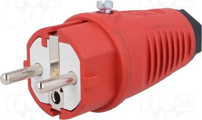 Image de 1 connecteur : pour l'alimentation secteur, connecteur mâle, 2 pôles, avec prise de terre, modèle 0521-RS, monophasé